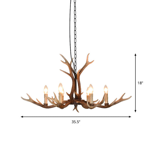 Rustic Khaki Resin Antler Chandelier – 6/8-Light Ceiling Pendant for Restaurants