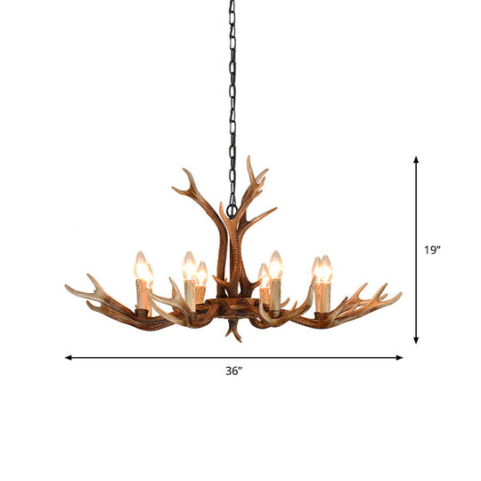 Rustic Khaki Resin Antler Chandelier – 6/8-Light Ceiling Pendant for Restaurants