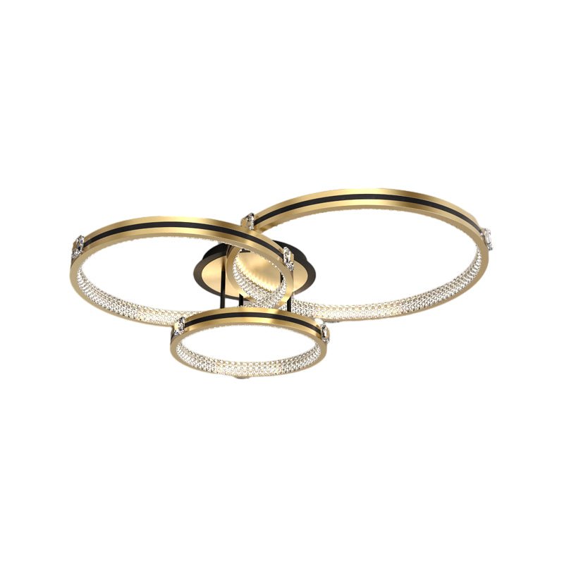 2/3/4 Rings Creative Step Dimming Brushed Gold Modern LED Ceiling Light
