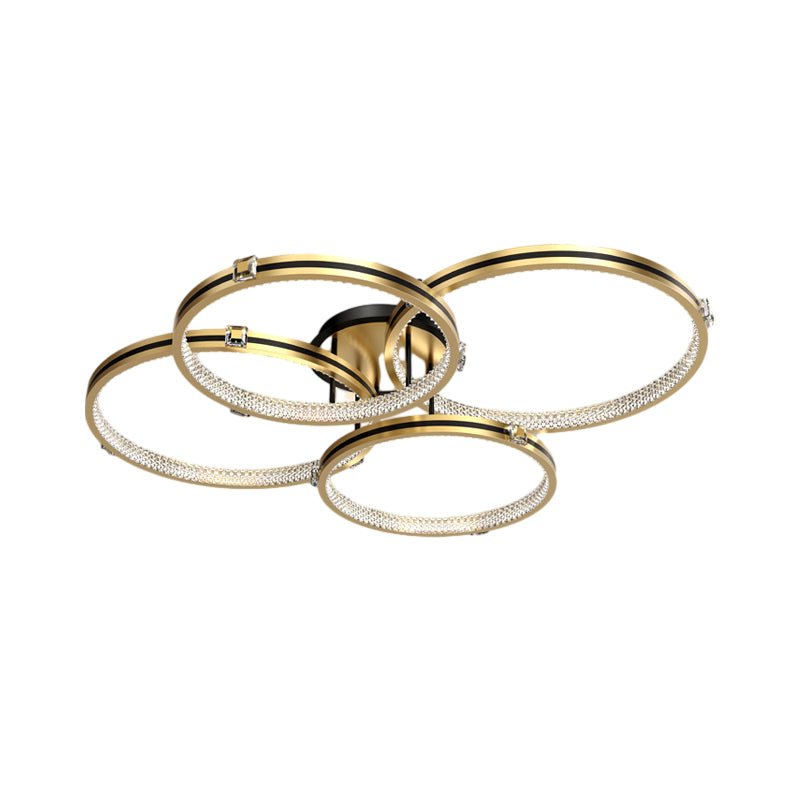 2/3/4 Rings Creative Step Dimming Brushed Gold Modern LED Ceiling Light