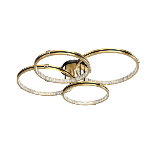 2/3/4 Rings Creative Step Dimming Brushed Gold Modern LED Ceiling Light