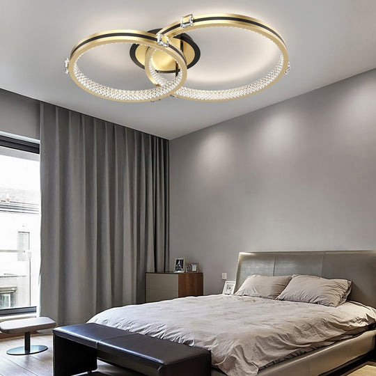 2/3/4 Rings Creative Step Dimming Brushed Gold Modern LED Ceiling Light