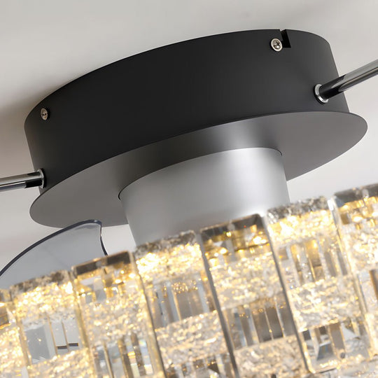 23.6" Crystal LED Flush Mount Ceiling Fan – 6 Speeds & Remote Control