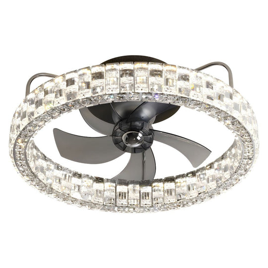 23.6" Crystal LED Flush Mount Ceiling Fan – 6 Speeds & Remote Control