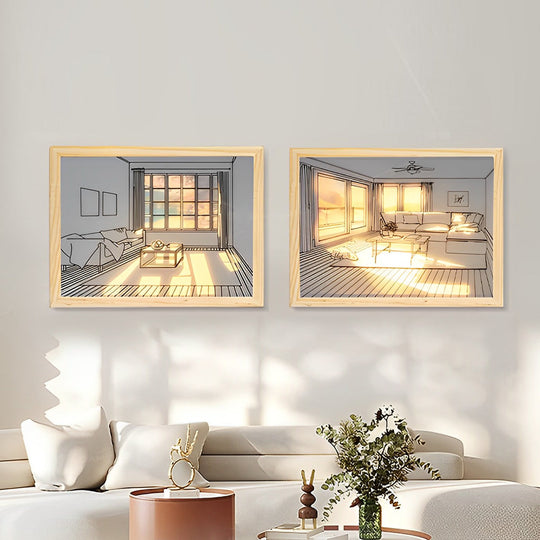 Wooden Frame Touch Control Dimmable LED Night Light