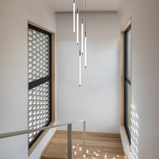 Spiral Creative Long Tube LED Modern Duplex Staircase Chandelier Ceiling Light