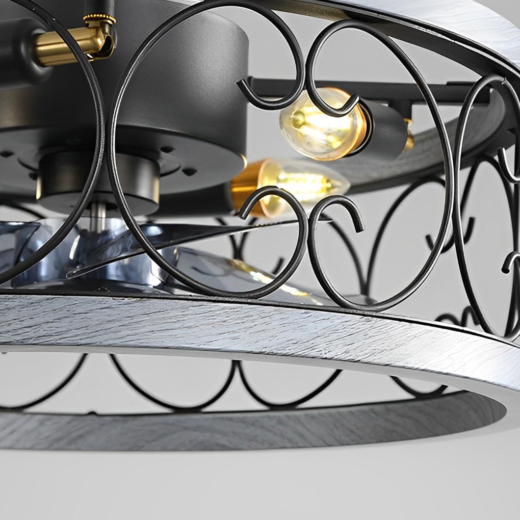 Retro Rustic Bladeless Ceiling Fan Light with Remote
