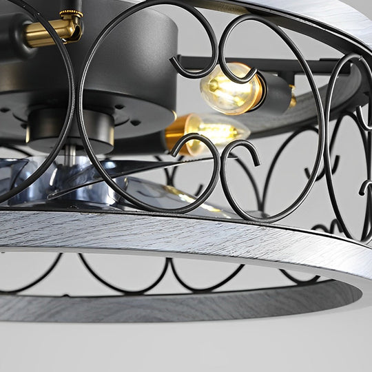 Retro Rustic Bladeless Ceiling Fan Light with Remote