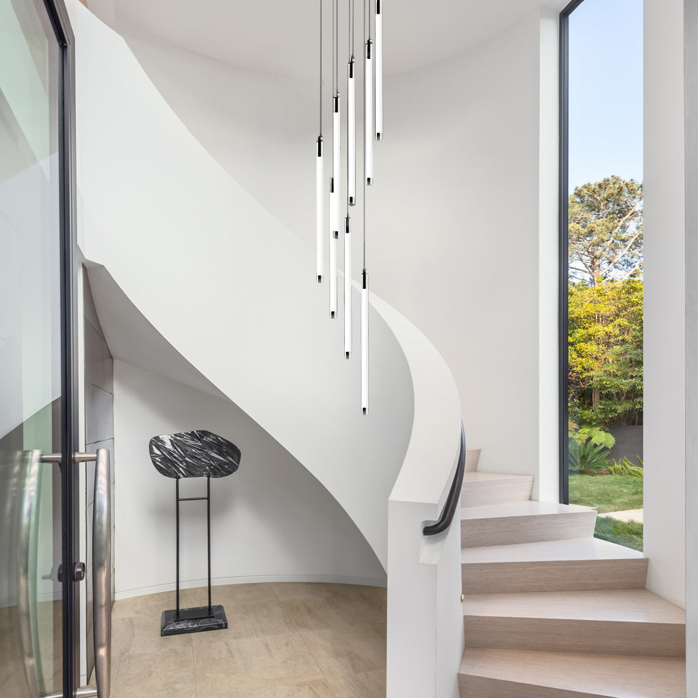 Spiral Creative Long Tube LED Modern Duplex Staircase Chandelier Ceiling Light