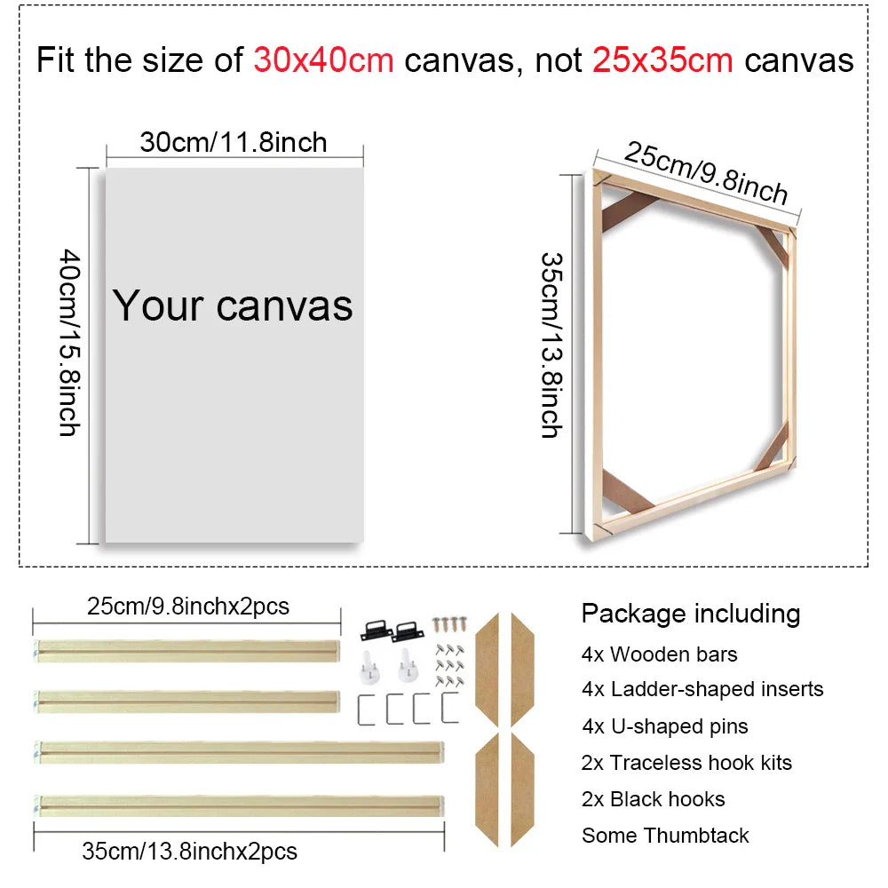 Solid Wood Canvas Stretcher Frame DIY Kit Multiple Sizes