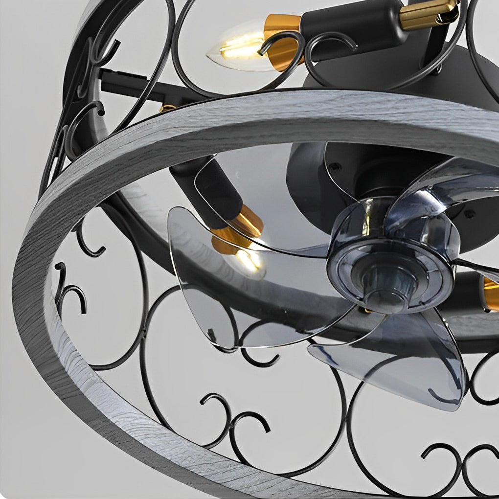 Retro Rustic Bladeless Ceiling Fan Light with Remote
