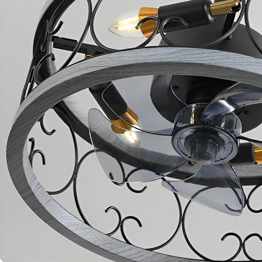 Retro Rustic Bladeless Ceiling Fan Light with Remote