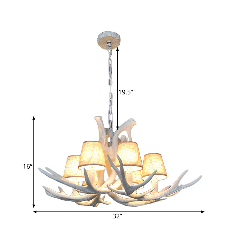 Rustic Resin Antler Chandelier – 6-Light Brown-Yellow & White Dining Pendant