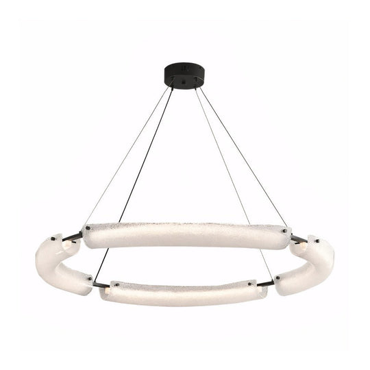 TITLE  LED Frosted Water Glass Ring Chandelier – 26"/34"/42"