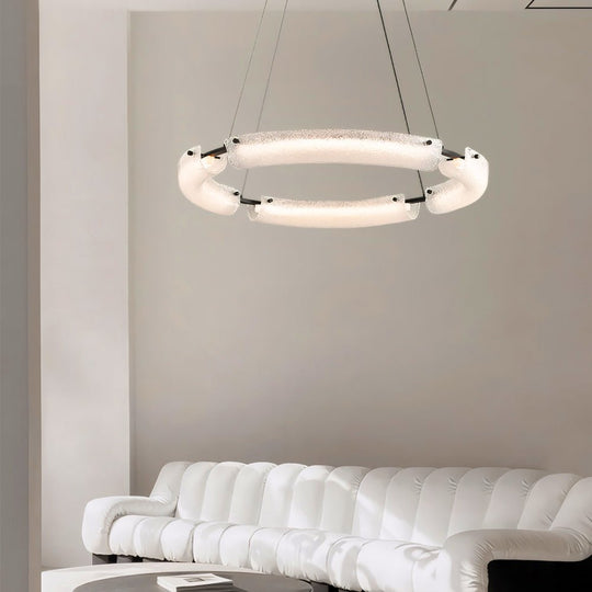 TITLE  LED Frosted Water Glass Ring Chandelier – 26"/34"/42"