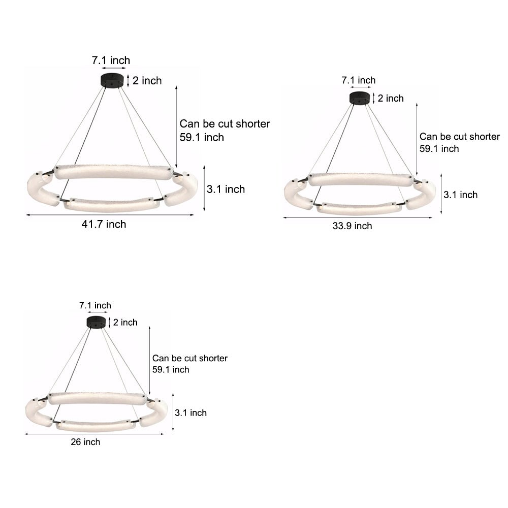 TITLE  LED Frosted Water Glass Ring Chandelier – 26"/34"/42"