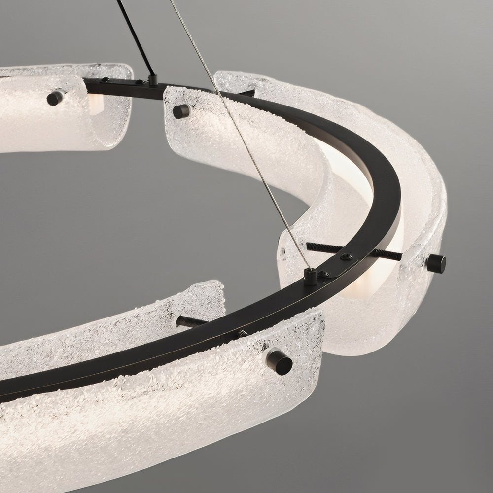 TITLE  LED Frosted Water Glass Ring Chandelier – 26"/34"/42"