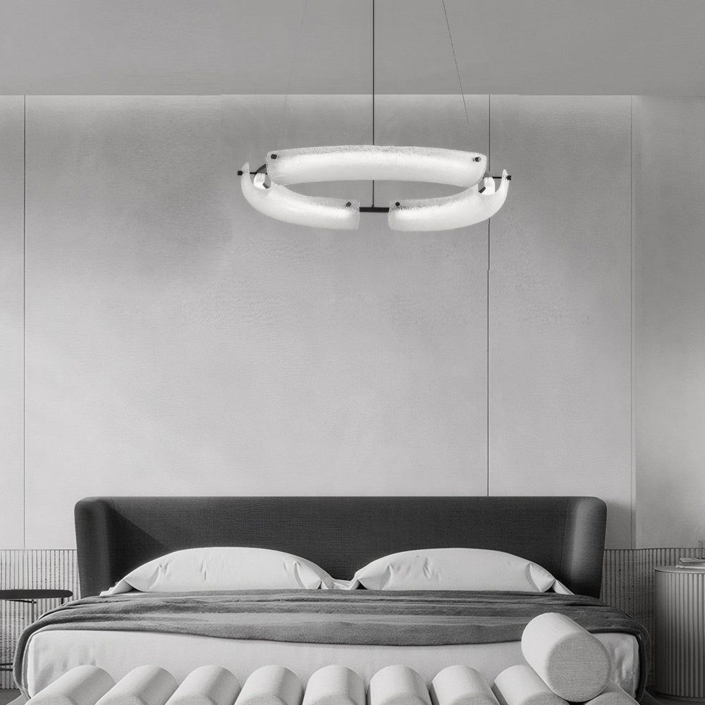 TITLE  LED Frosted Water Glass Ring Chandelier – 26"/34"/42"