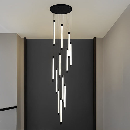 Spiral Creative Long Tube LED Modern Duplex Staircase Chandelier Ceiling Light