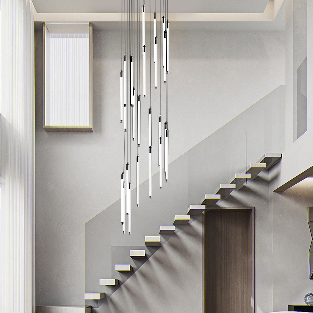 Spiral Creative Long Tube LED Modern Duplex Staircase Chandelier Ceiling Light