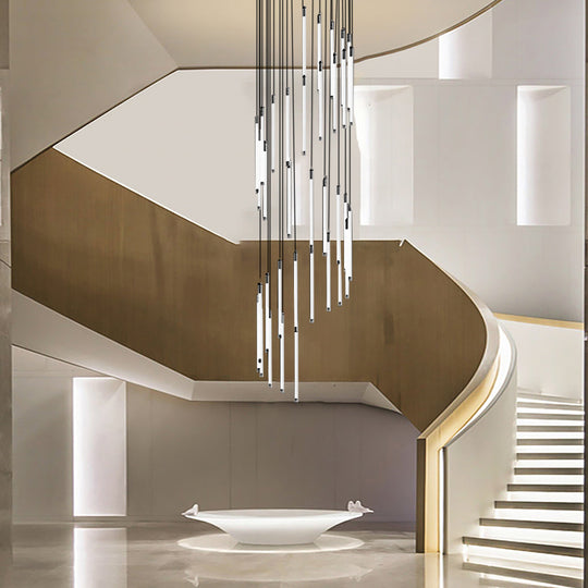 Spiral Creative Long Tube LED Modern Duplex Staircase Chandelier Ceiling Light