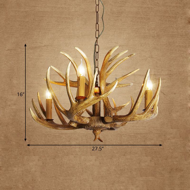 Rustic Antler Resin Pendant Chandelier – 3/4/5-Light Brown Ceiling Lamp