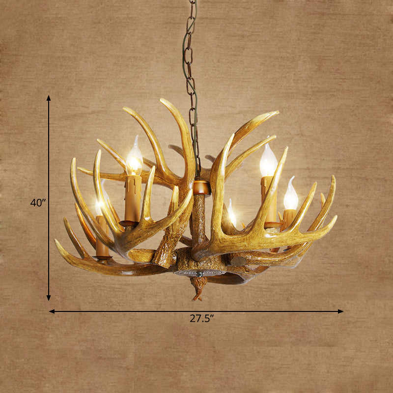 Rustic Antler Resin Pendant Chandelier – 3/4/5-Light Brown Ceiling Lamp