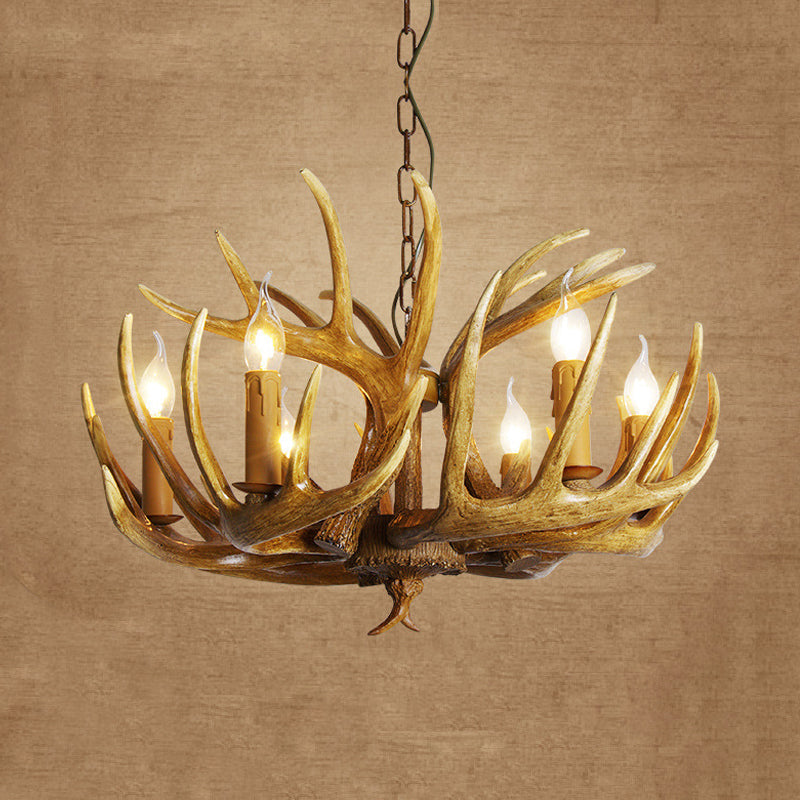 Rustic Antler Resin Pendant Chandelier – 3/4/5-Light Brown Ceiling Lamp
