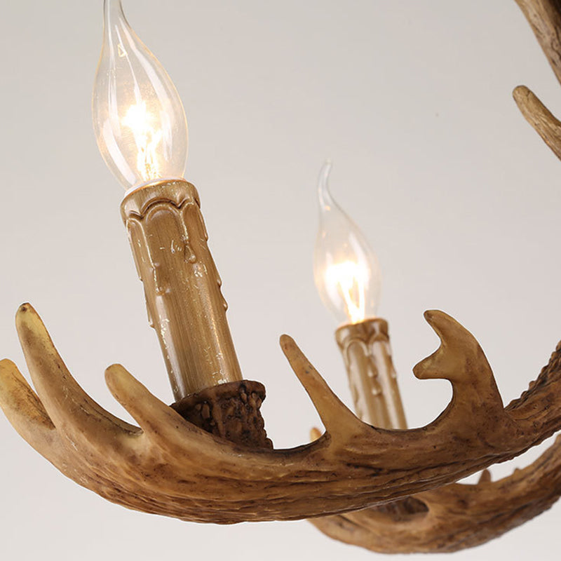 Rustic Deer Antler Resin Chandelier – Two-Tier 12-Light Pendant