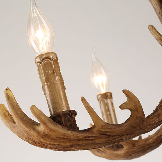 Rustic Deer Antler Resin Chandelier – Two-Tier 12-Light Pendant