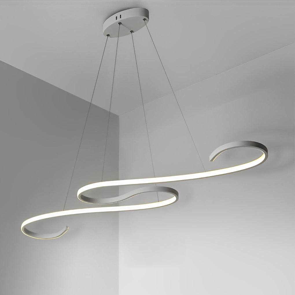 Creative Wavy Lines Stepless Dimming LED White Minimalist Chandelier