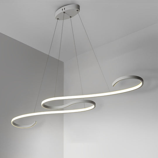 Creative Wavy Lines Stepless Dimming LED White Minimalist Chandelier