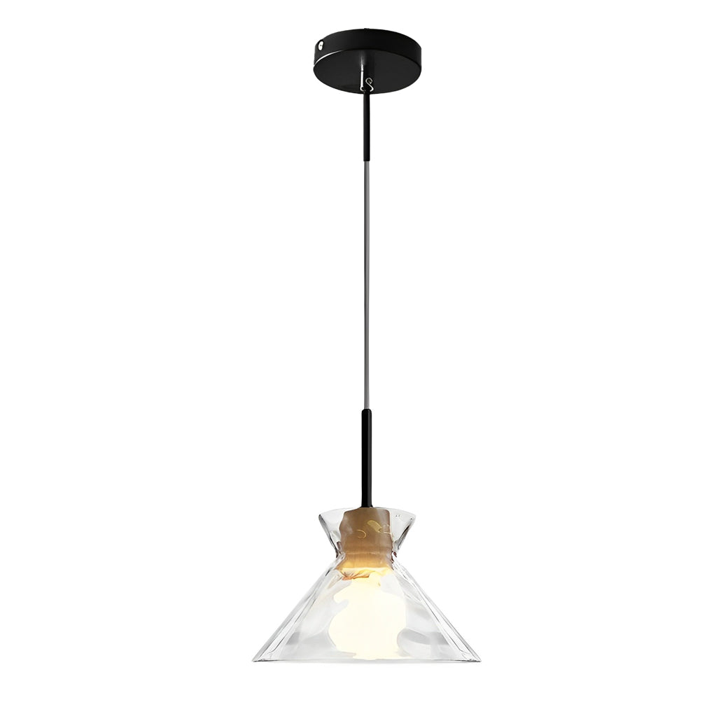 Round Creative Glass Wood Japanese Style Pendant Light Small Chandelier