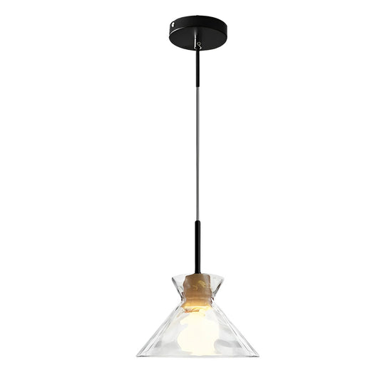 Round Creative Glass Wood Japanese Style Pendant Light Small Chandelier