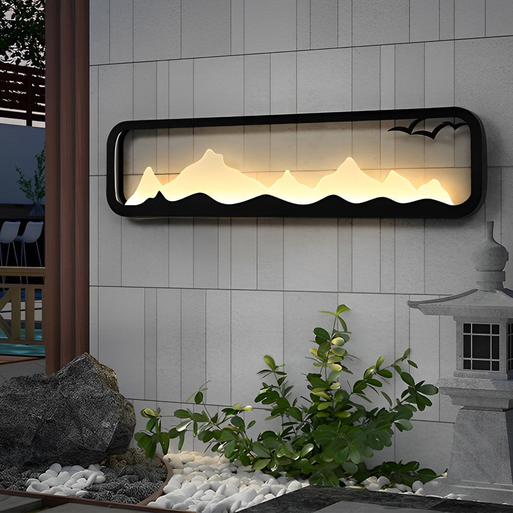 Rectangular Mountain Scenery LED Waterproof Outdoor Wall Lamp
