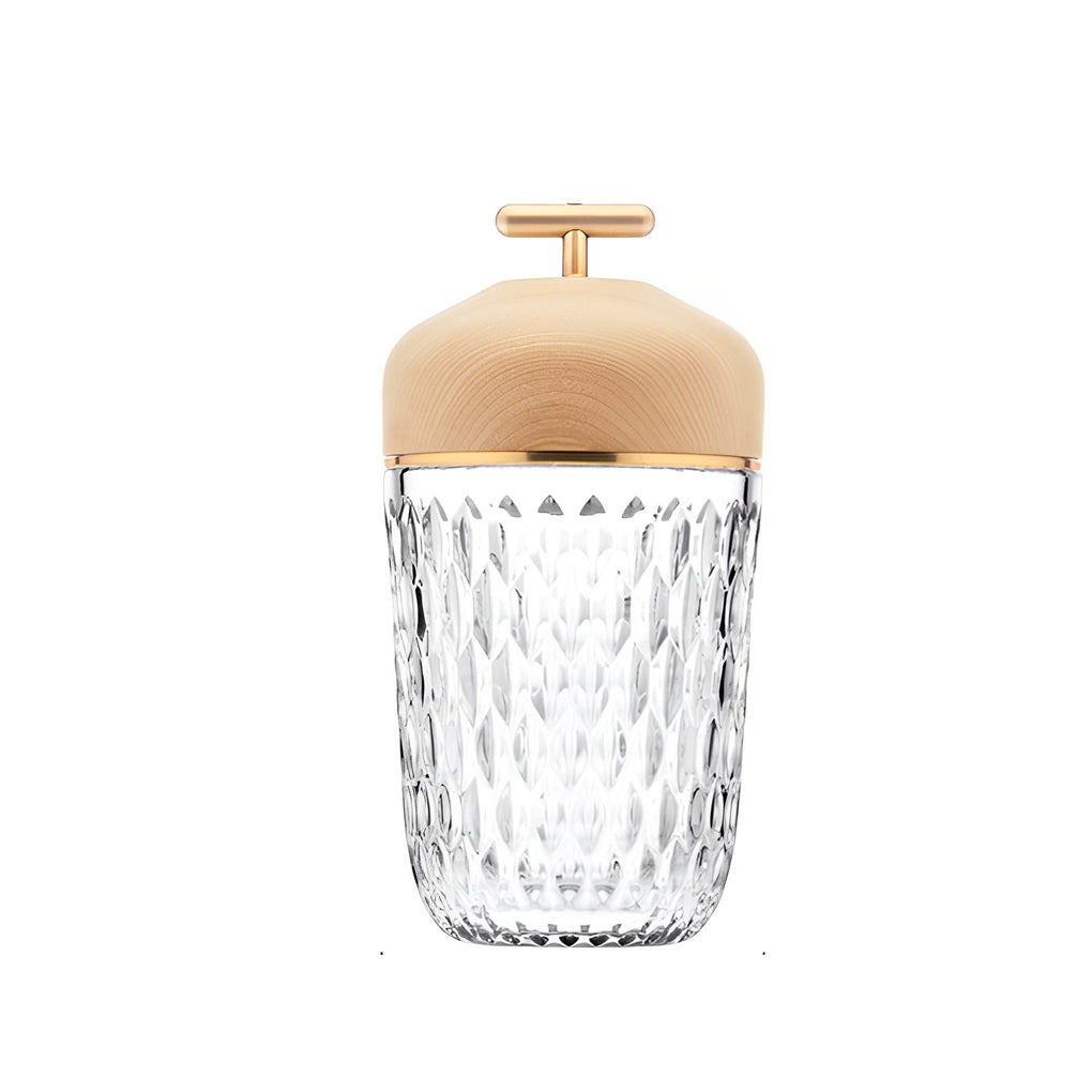 Cup-Shape Crystal Glass Table Lamp with Ambient LED Lighting