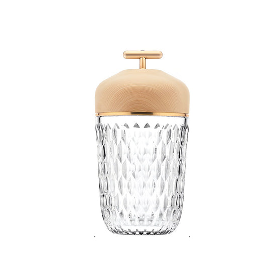Cup-Shape Crystal Glass Table Lamp with Ambient LED Lighting