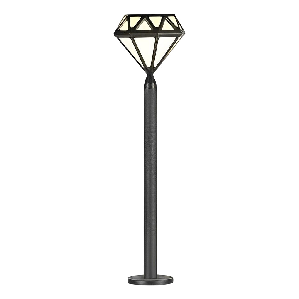 Geometric Diamond-Shaped Black LED Lawn Lamp