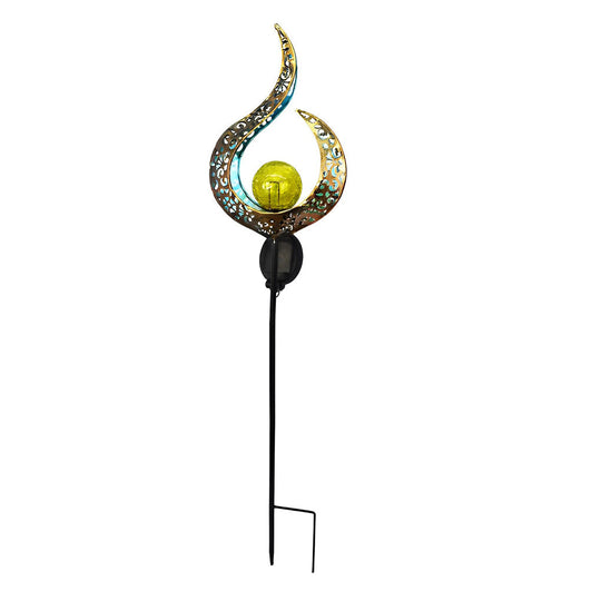 Mystical Moon & Sun Flame Iron Hollow Projector Solar Garden Light