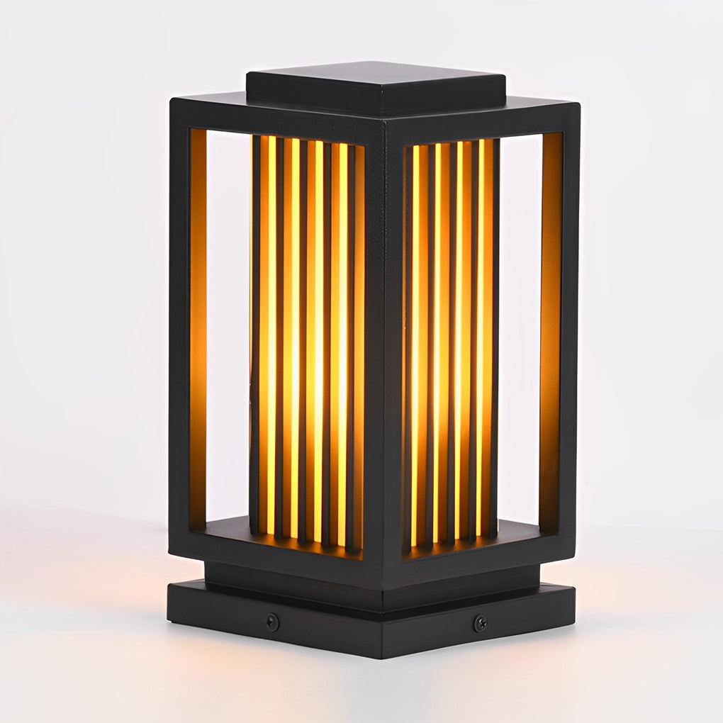Modern Black LED Cage Pathway Lawn Lights Waterproof Outdoor Lamps