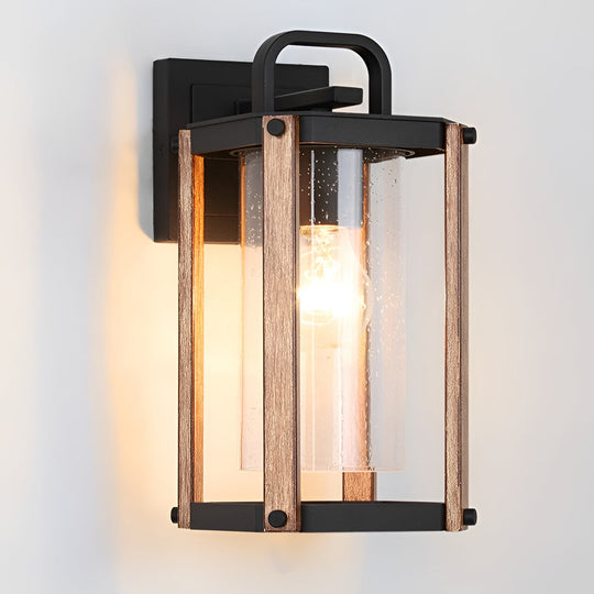 Lantern Shaped Black Industrial Outdoor Wall Sconce