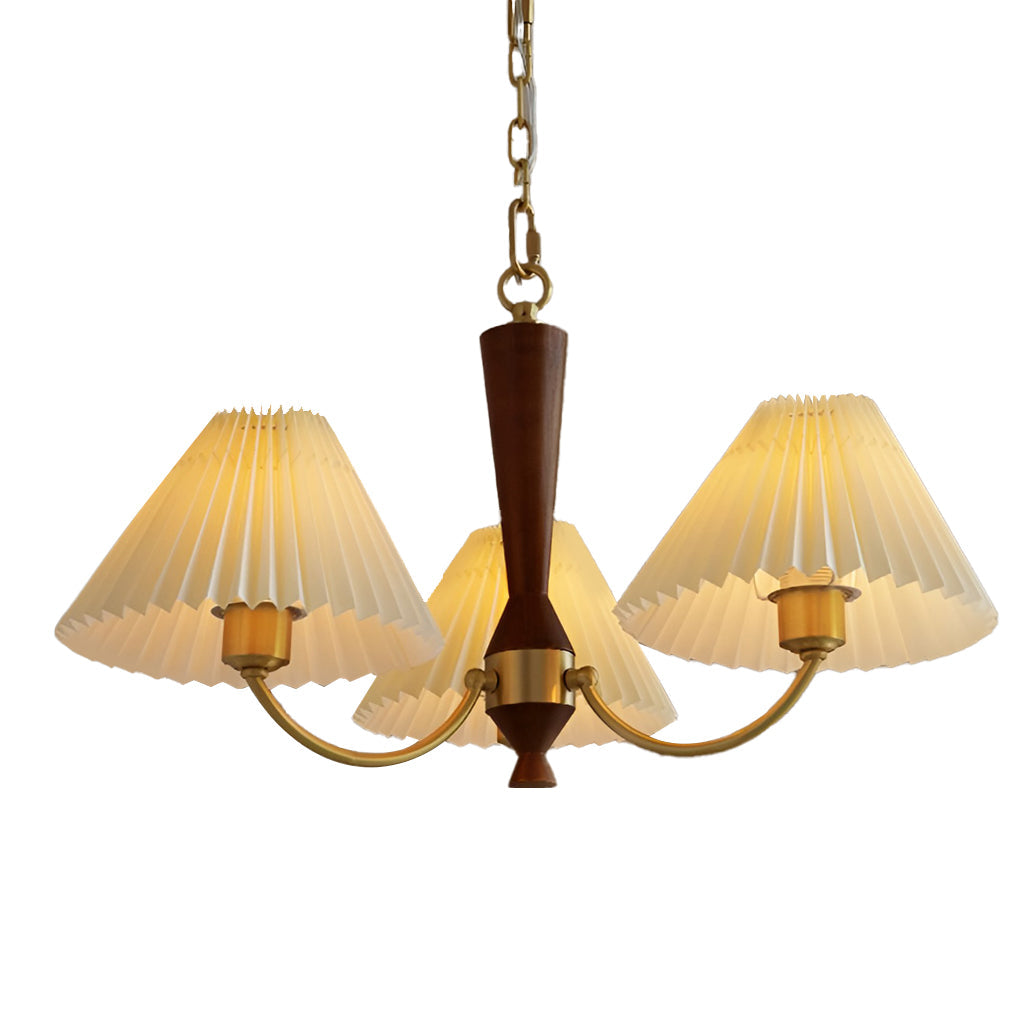 3 Lights Pleated Lampshade 12W LED Nordic Chandelier