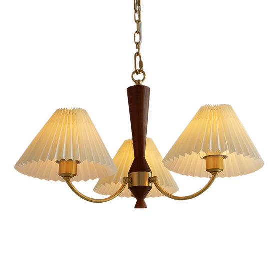 3 Lights Pleated Lampshade 12W LED Nordic Chandelier
