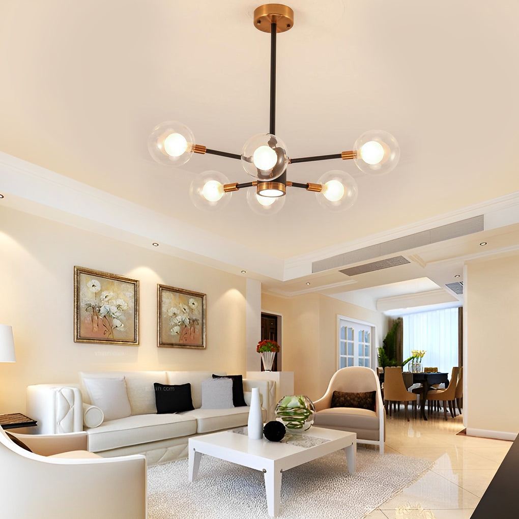 6-Light LED Glass & Metal Modern Chandelier for Kitchen Island Lighting