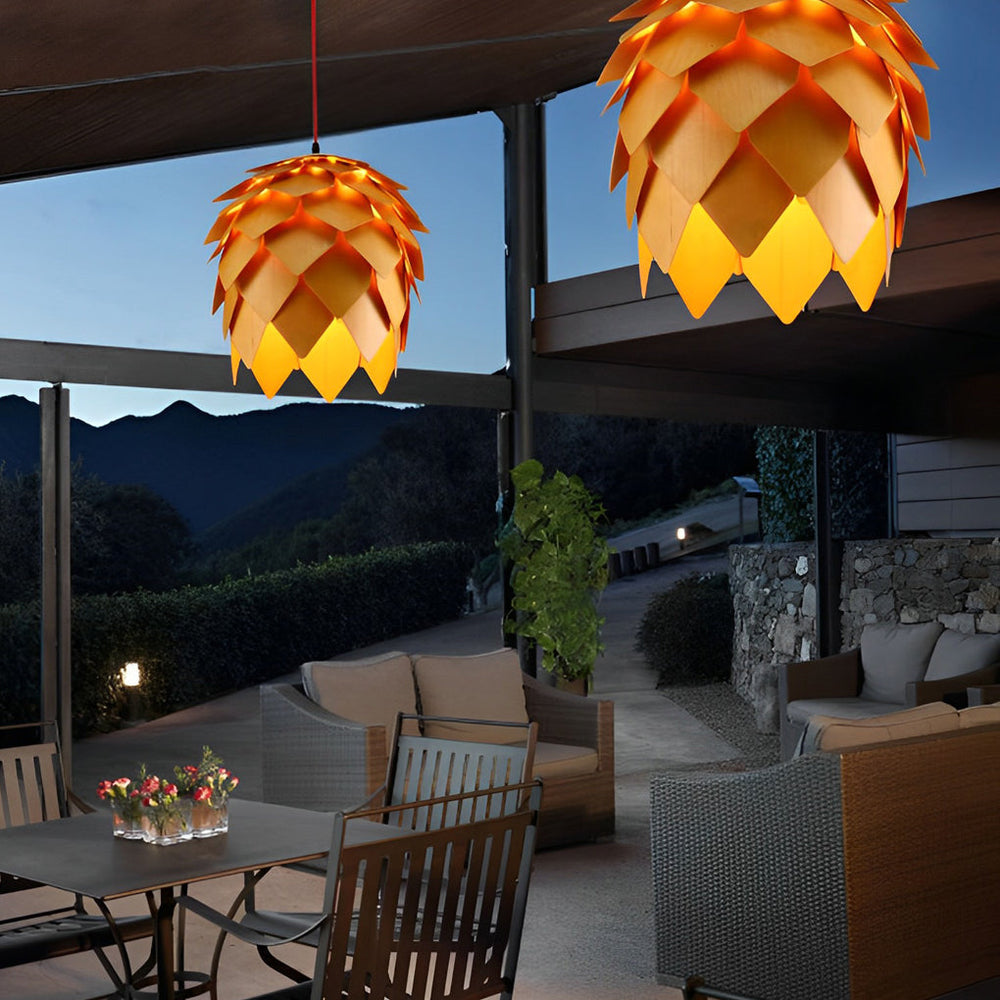 Creative Wood Pine Cones LED Japanese Style Chandelier