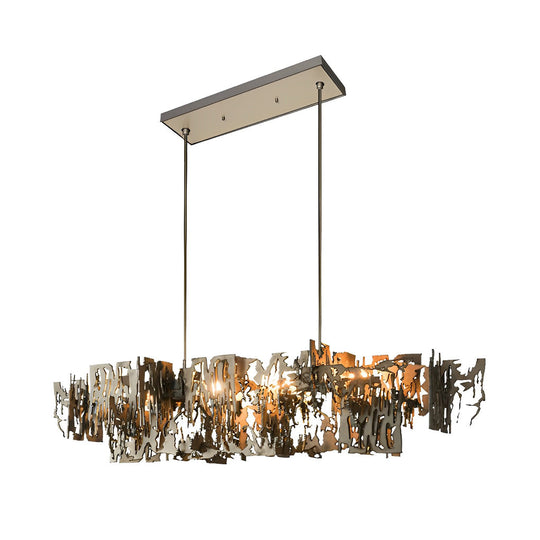 Long Creative Hollow Hardware LED Post Modern Dining Room Chandelier