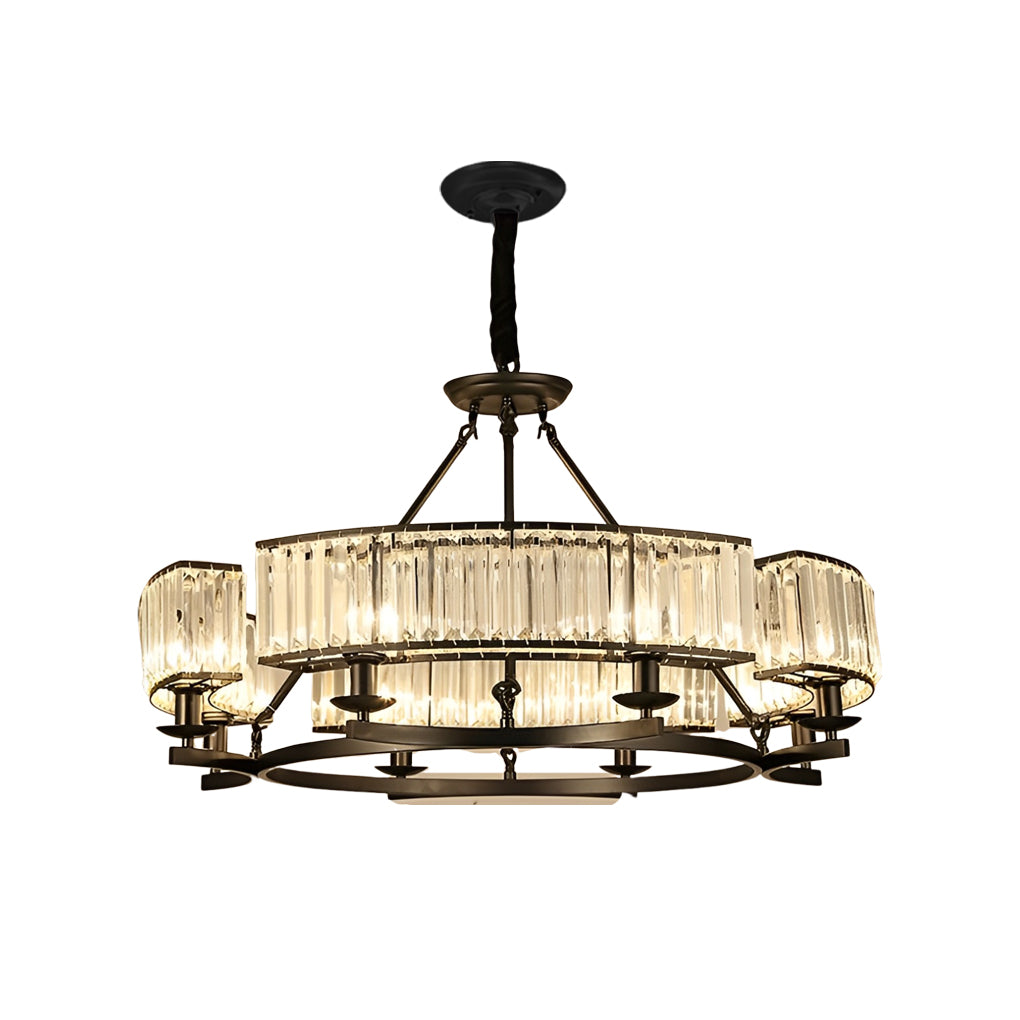Round Metal Three Step Dimming Modern Rustic Crystal Chandelier