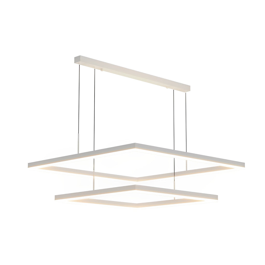 Ultra-Thin Square Rings Three-Step Dimming LED Modern Chandelier – White Finish