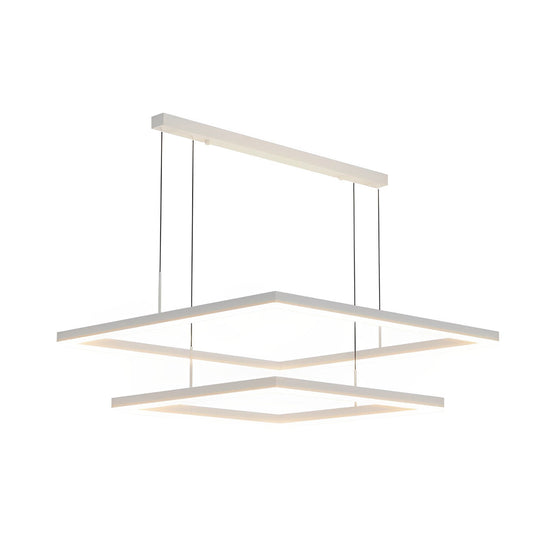 Ultra-Thin Square Rings Three-Step Dimming LED Modern Chandelier – White Finish
