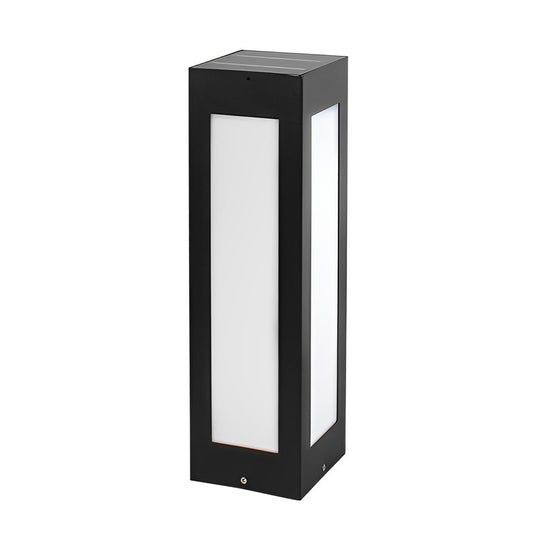 Modern Black Solar Bollard Light LED Waterproof Automatic Outdoor Lamp